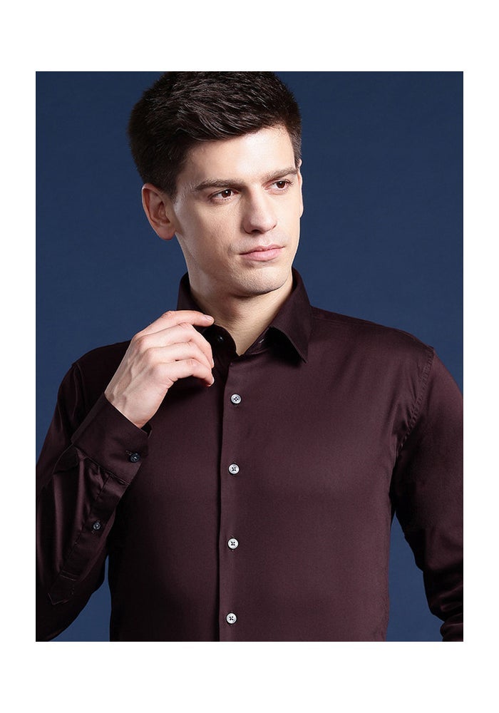 Burgundy Slim Fit Formal Shirt for Men
